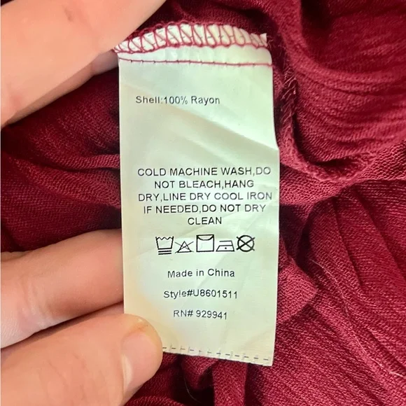 SUZANNE BETRO weekend | NWOT Maroon Embroidered Peasant Blouse (L) - Picture 7 of 10